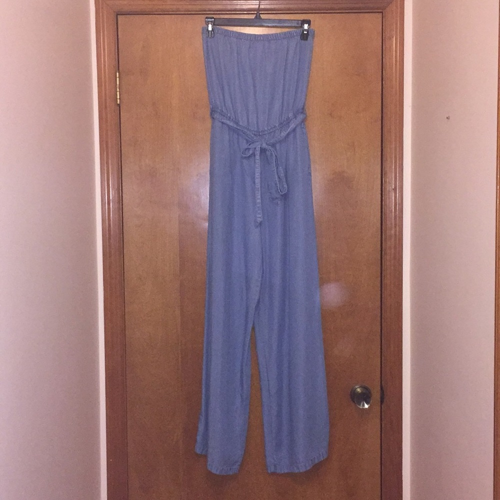 Forever 21 Denim Strapless Jumpsuit